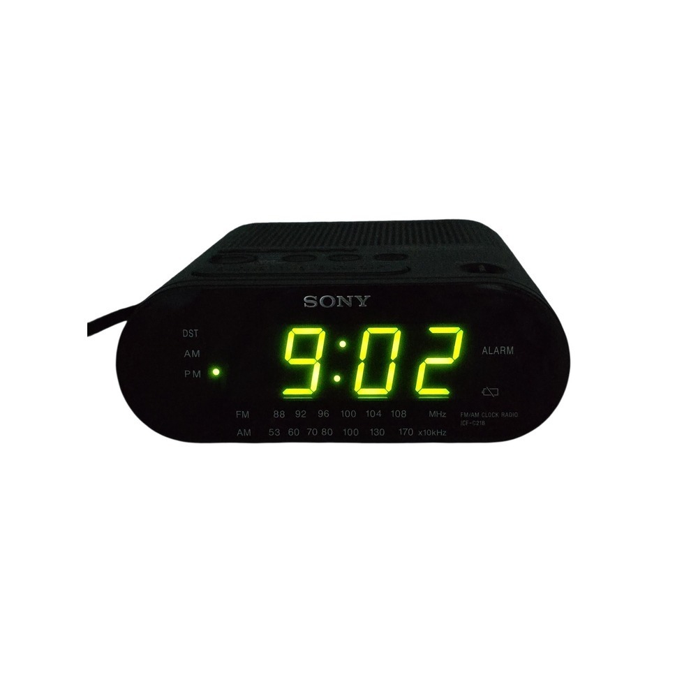 Sony ICF C218 FM AM Clock Radio‎ Dream Machine Auto Time Set Green Display